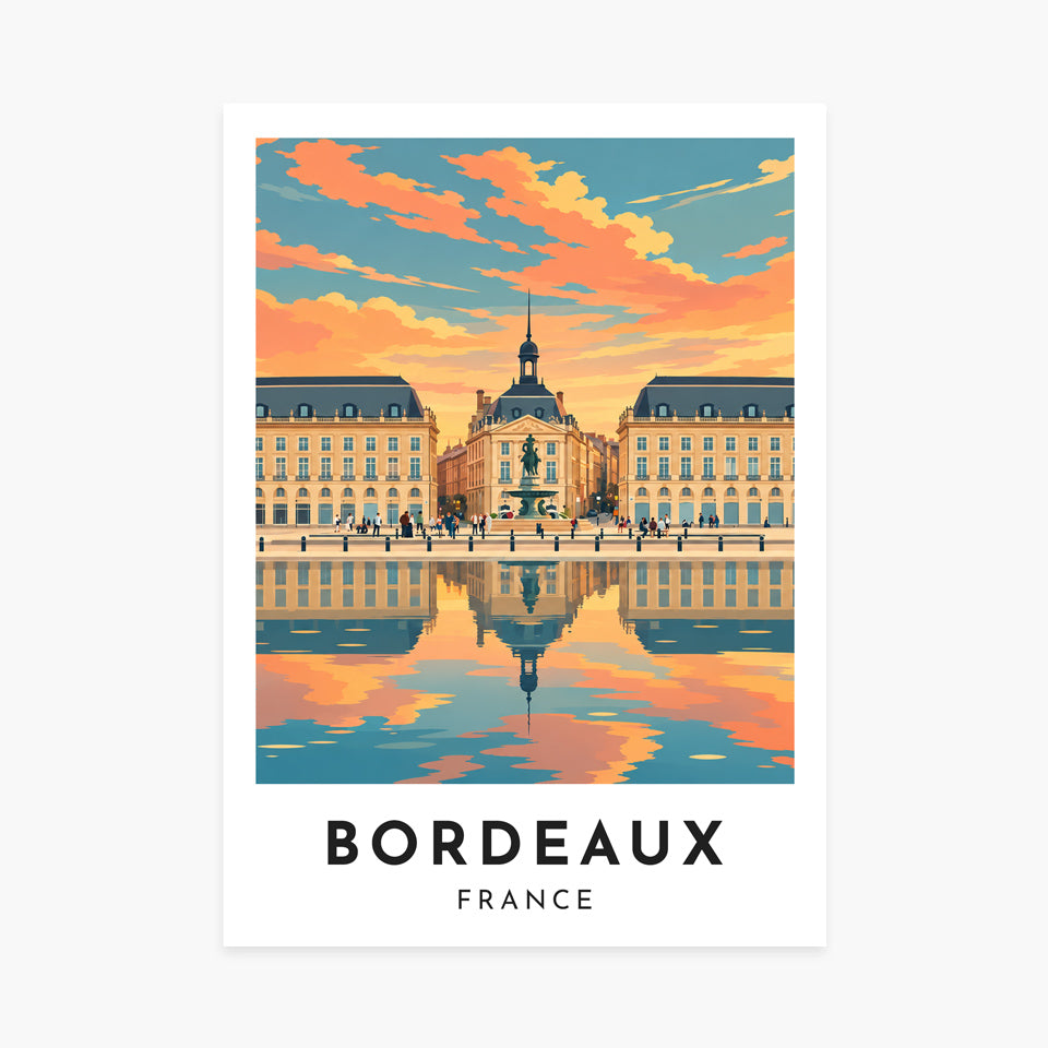 Affiche Bordeaux – Place de la Bourse au soleil couchant – sans cadre