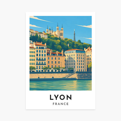 Affiche Lyon – Fourvière et les quais de Saône – sans cadre