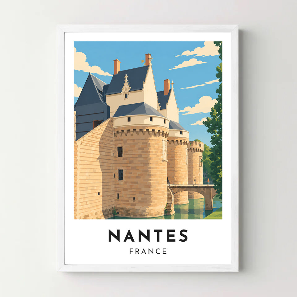 Affiche Nantes – Le château des ducs de Bretagne – cadre blanc