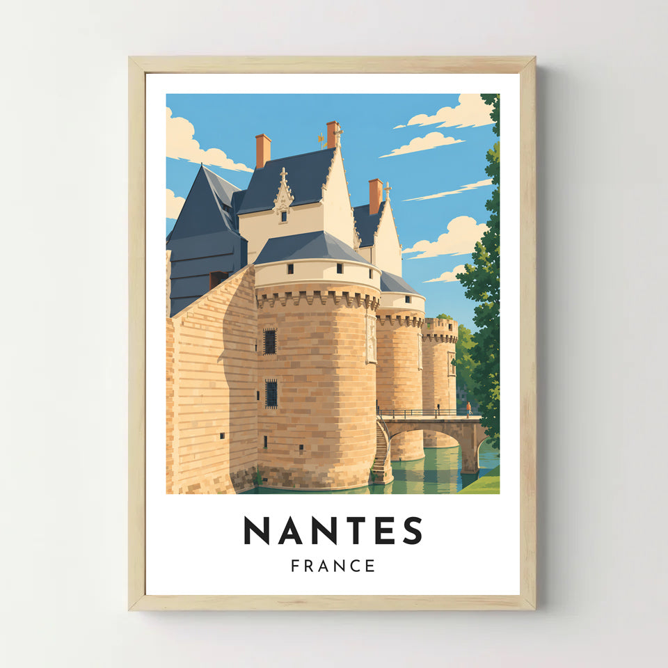 Affiche Nantes – Le château des ducs de Bretagne – cadre bois