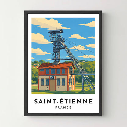 Affiche Saint-Étienne – Le Puits Couriot – cadre noir