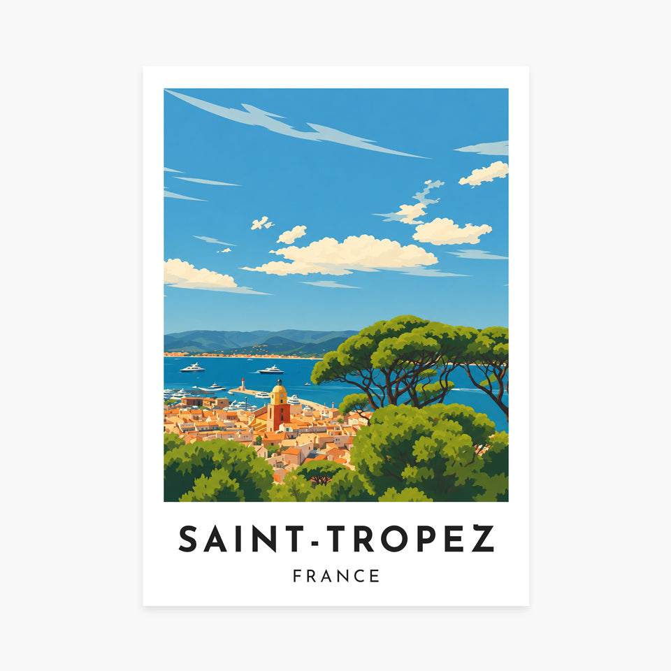 Affiche Saint-Tropez – Les toits et le golfe – sans cadre