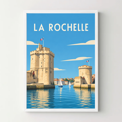Affiche La Rochelle – cadre blanc