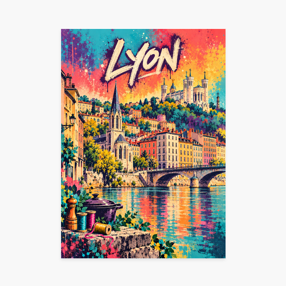 Affiche Lyon – Vieux Lyon en street art — sans cadre