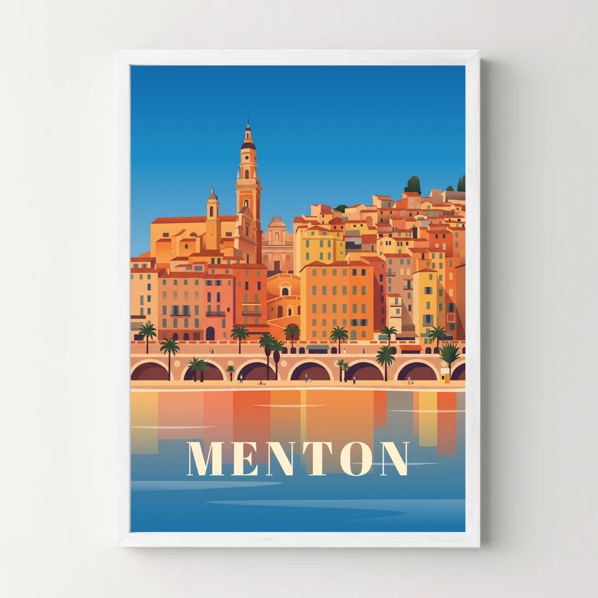 Affiche Menton – cadre blanc