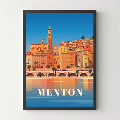 Affiche Menton – cadre noir