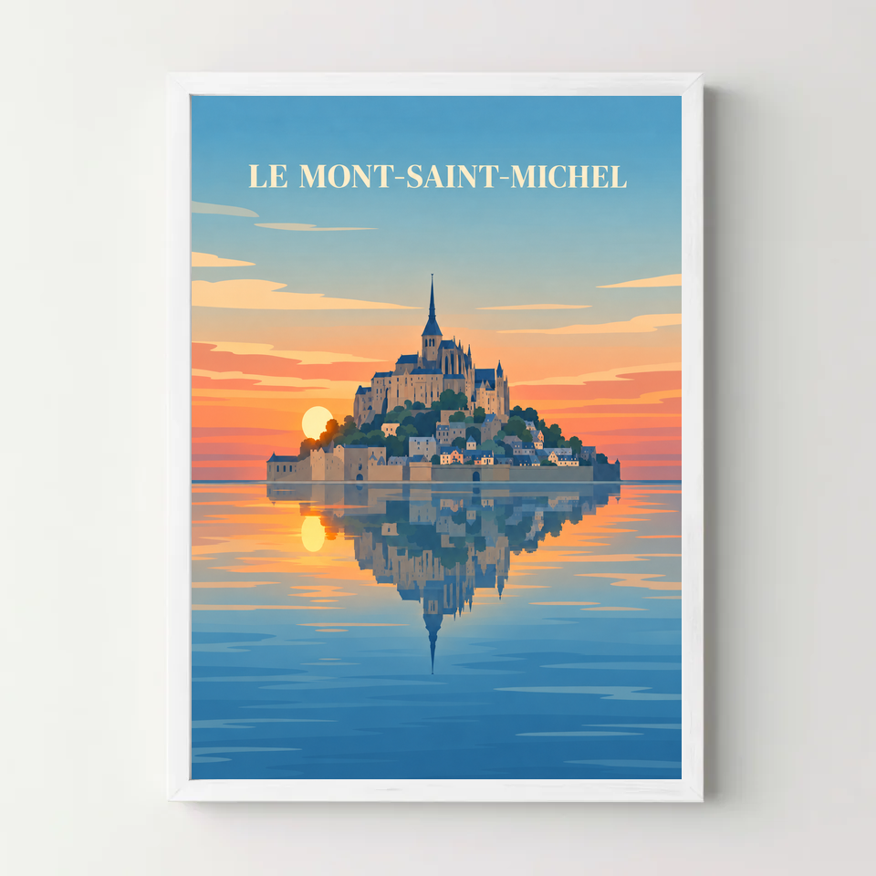 Affiche Mont-Saint-Michel – cadre blanc