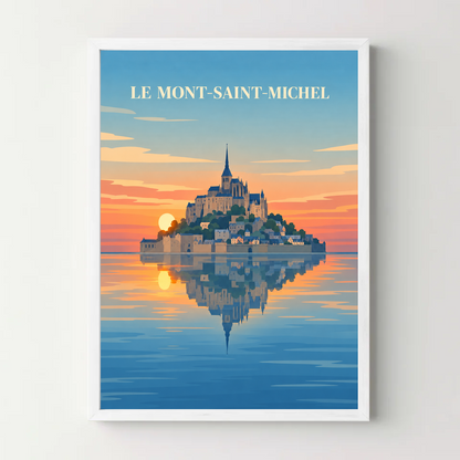 Affiche Mont-Saint-Michel – cadre blanc