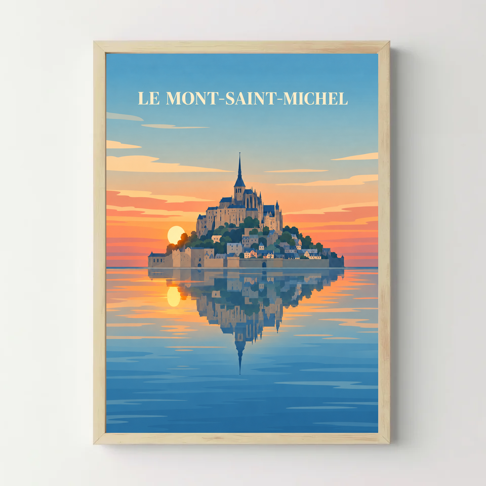Affiche Mont-Saint-Michel – cadre bois