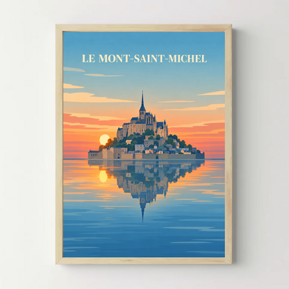 Affiche Mont-Saint-Michel – cadre bois