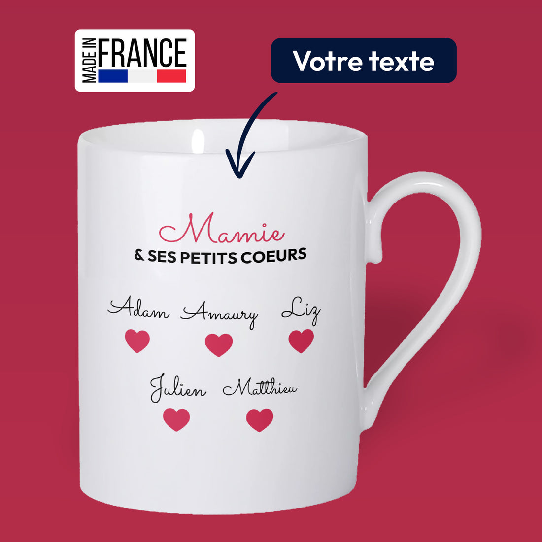 Mug personnalisé - Mamie &amp; ses petits coeurs