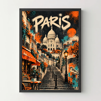 Affiche Paris – Montmartre en street art — cadre noir