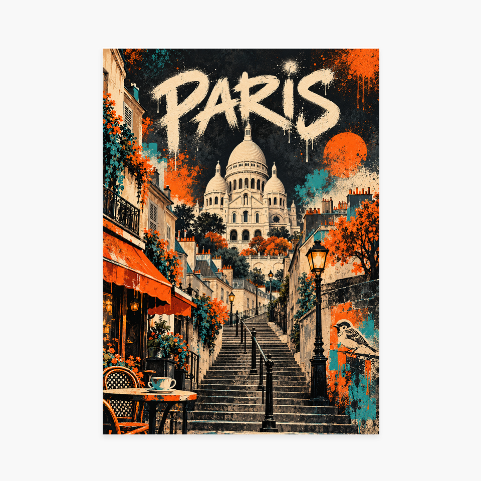 Affiche Paris – Montmartre en street art — sans cadre