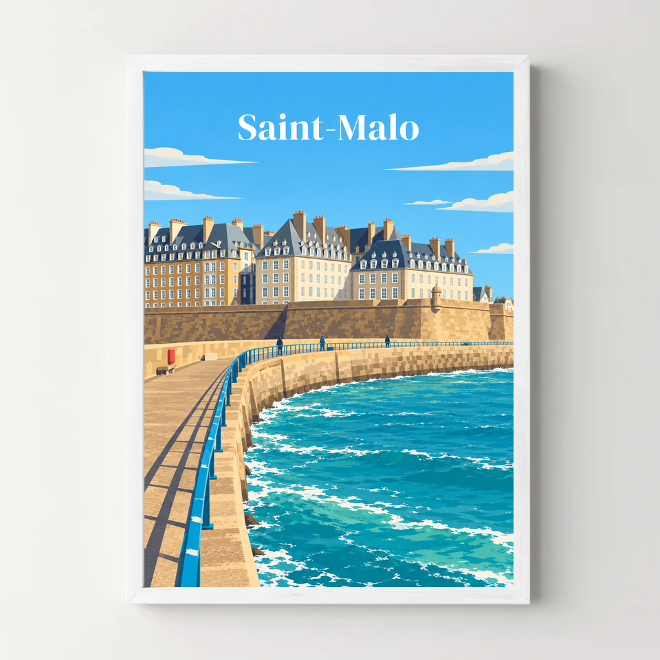 Affiche Saint-Malo – cadre blanc