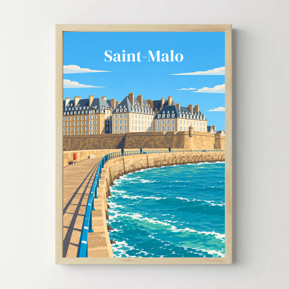 Affiche Saint-Malo – cadre bois