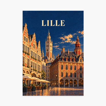 Affiche Lille – Grand-Place au soleil couchant — sans cadre