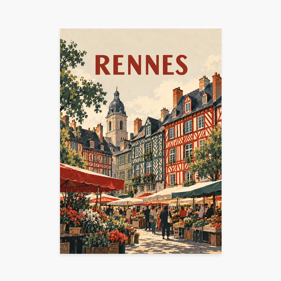 Affiche Rennes – Maisons à colombages — sans cadre