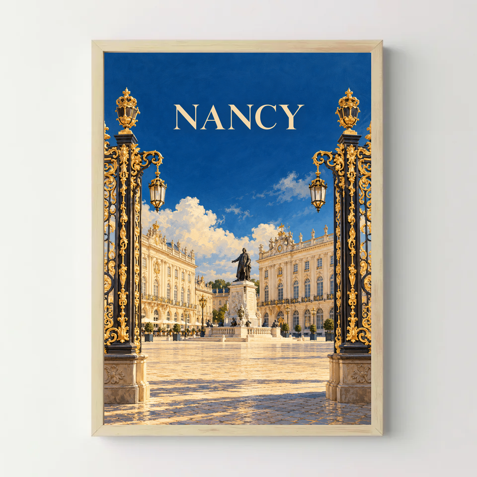 Affiche Nancy – Place Stanislas — cadre bois