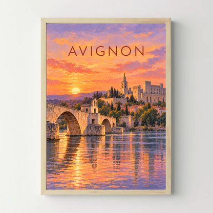 Affiche Avignon – Le pont et le palais — cadre bois