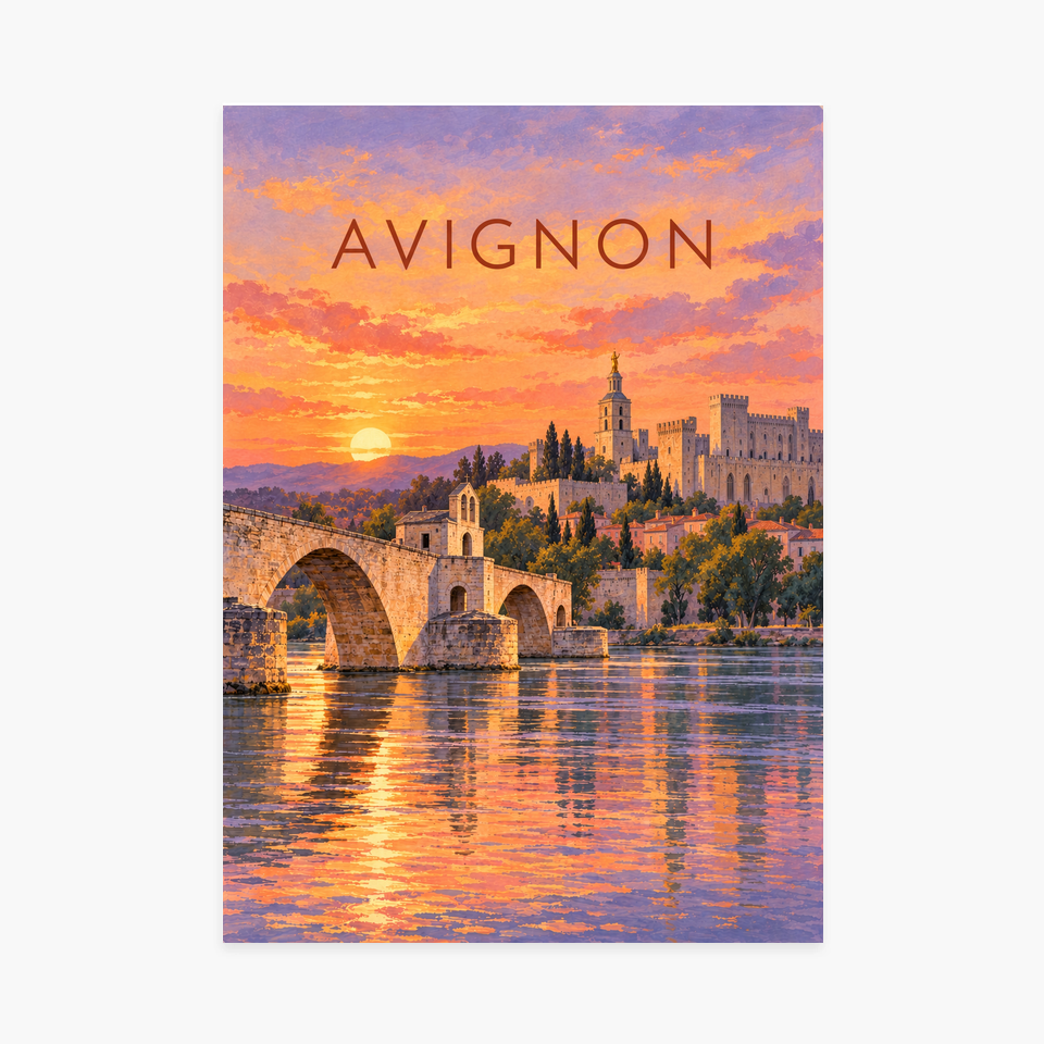 Affiche Avignon – Le pont et le palais — sans cadre