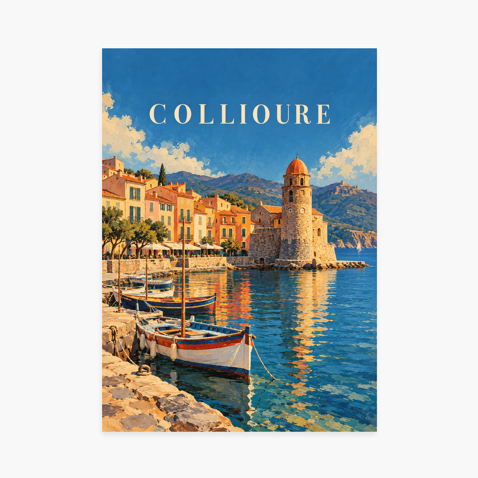 Affiche Collioure – Le port et son clocher — sans cadre