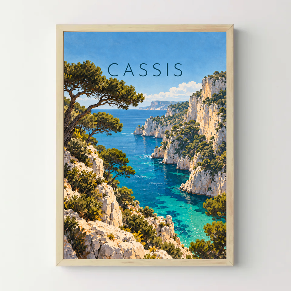 Affiche Cassis – Le port méditerranéen — cadre bois