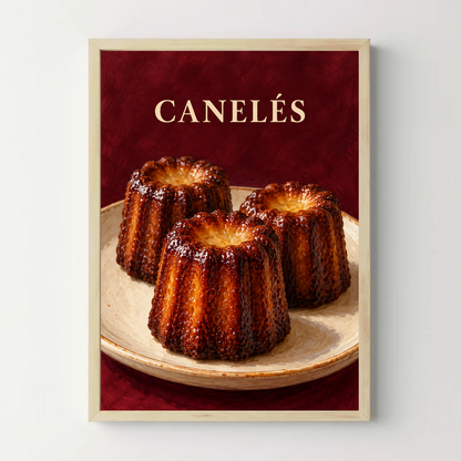 Affiche Canelés – Gourmandise bordelaise — cadre bois