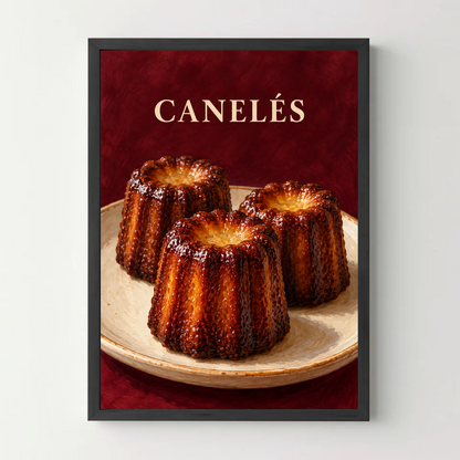 Affiche Canelés – Gourmandise bordelaise — cadre noir