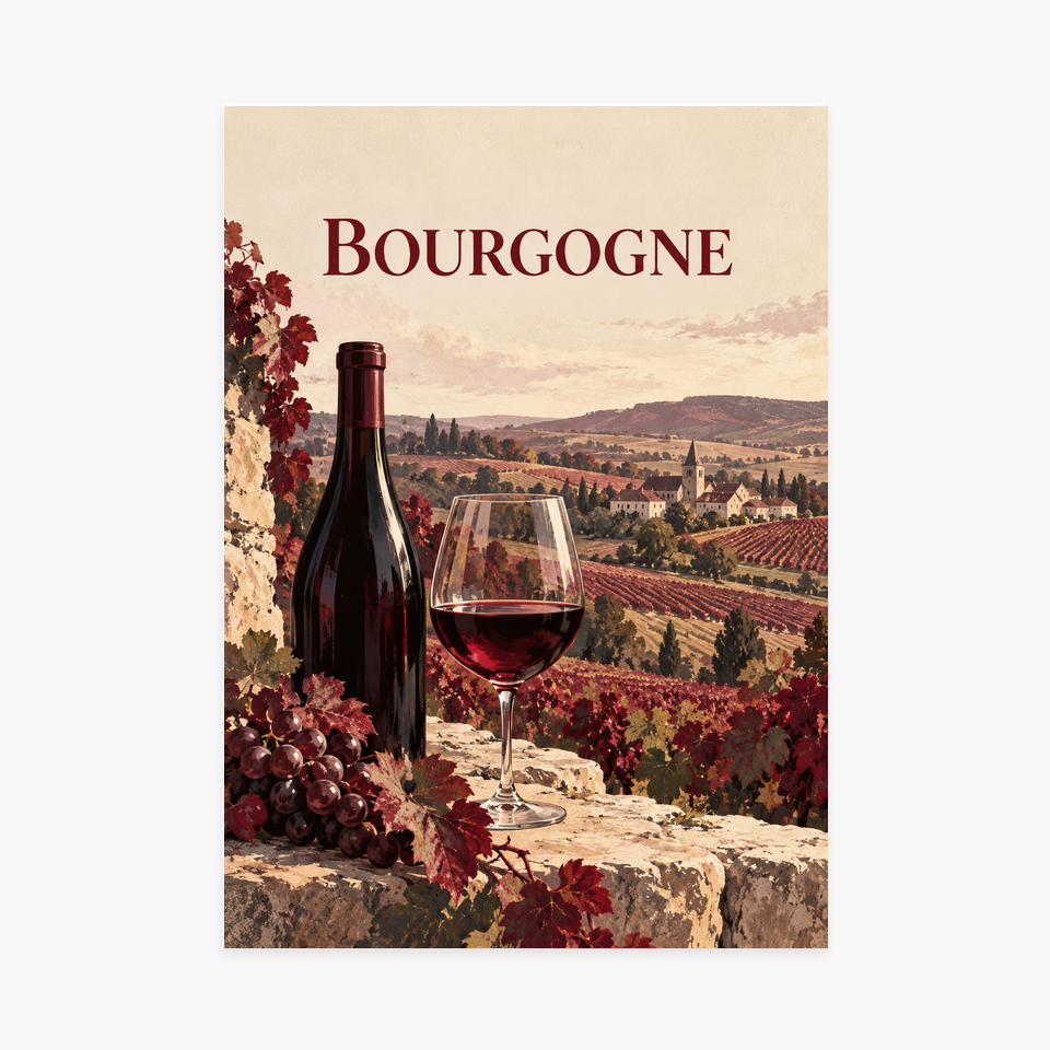 Affiche Bourgogne – Vin et vignobles — sans cadre