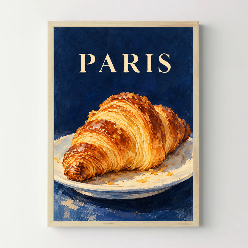 Affiche Paris – Croissant au beurre — cadre bois