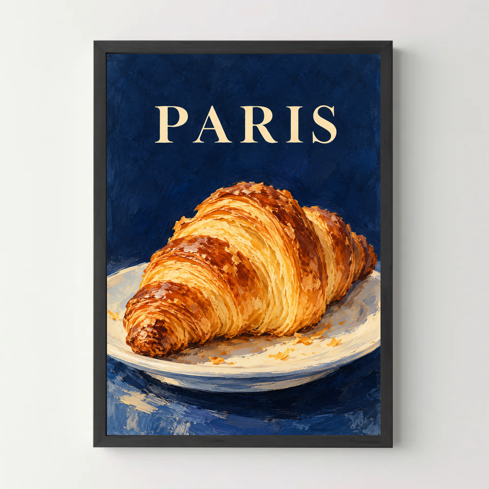 Affiche Paris – Croissant au beurre — cadre noir