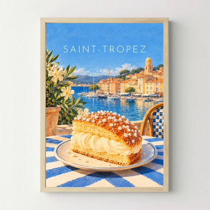 Affiche Saint-Tropez – La tarte tropézienne — cadre bois