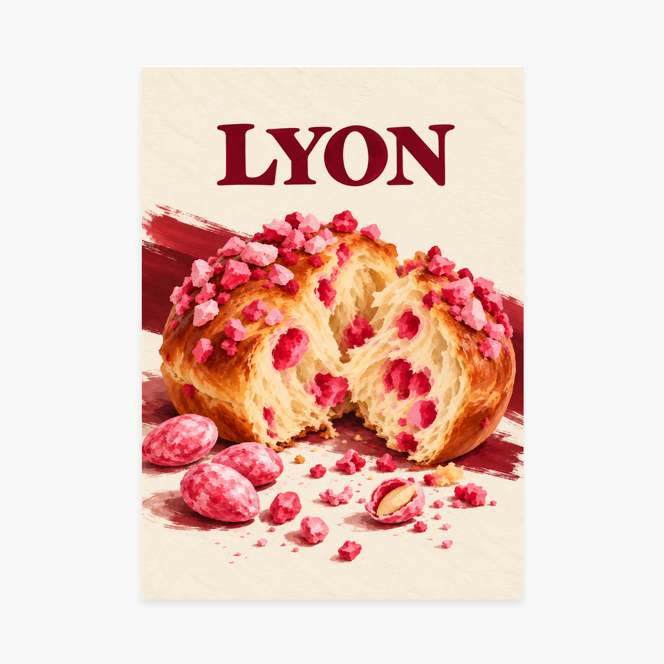 Affiche Lyon – Pralines roses — sans cadre