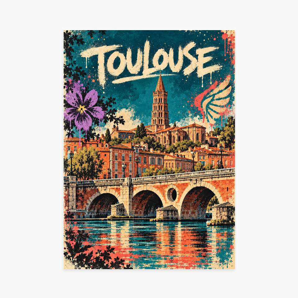 Affiche Toulouse – Ville rose en street art — sans cadre