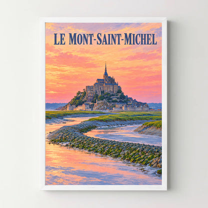 Affiche mont-saint-michel-sunset-nouveau – blanc