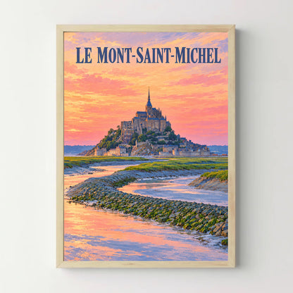 Affiche mont-saint-michel-sunset-nouveau – bois