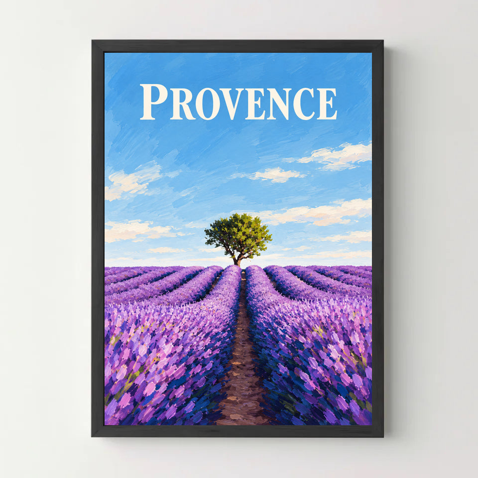 Affiche Provence – Lavandes et arbre solitaire | C’est Français